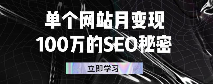 单个网站月变现100万的SEO秘密，百分百做出赚钱站点-领航创业网