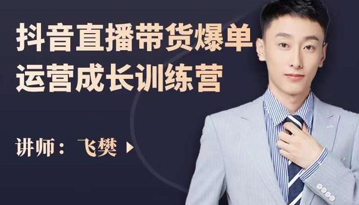 飞樊：抖音直播带货爆单运营成长训练营，手把手教你玩转直播带货-领航创业网