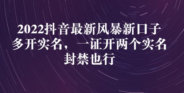 2022抖音最新风暴新口子：多开实名，一整开两个实名，封禁也行-领航创业网