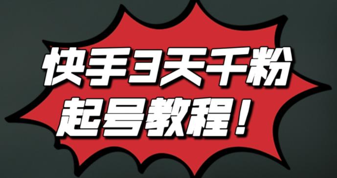 最新快手3天千粉起号实操教程，纯自然流量，无任何投流，条条视频起爆！-领航创业网