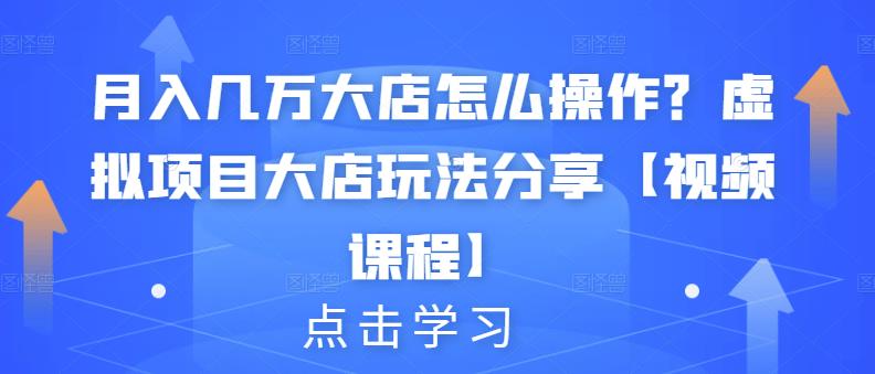 月入几万大店怎么操作？虚拟项目大店玩法分享【视频课程】-领航创业网