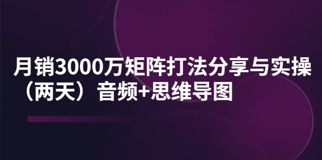 某线下培训：月销3000万矩阵打法分享与实操（两天）音频 思维导图-领航创业网