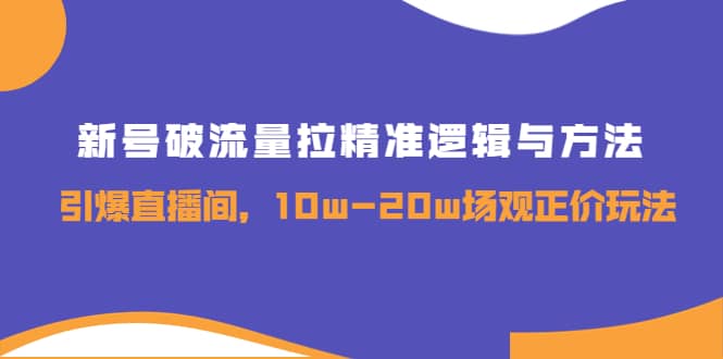 新号破流量拉精准逻辑与方法，引爆直播间，10w-20w场观正价玩法-领航创业网