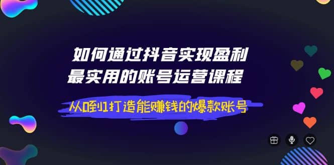 如何通过抖音实现盈利，最实用的账号运营课程 从0到1打造能赚钱的爆款账号-领航创业网