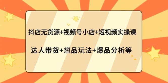 抖店无货源 视频号小店 短视频实操课：达人带货 翘品玩法 爆品分析等-领航创业网