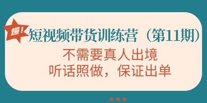 短视频带货训练营（第11期），不需要真人出境，听话照做，保证出单-领航创业网