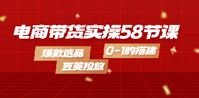 电商带货实操58节课，爆款选品，豆荚投放，0-1的搭建-领航创业网