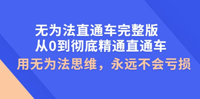 无为法直通车完整版：从0到彻底精通直通车，用无为法思维，永远不会亏损-领航创业网