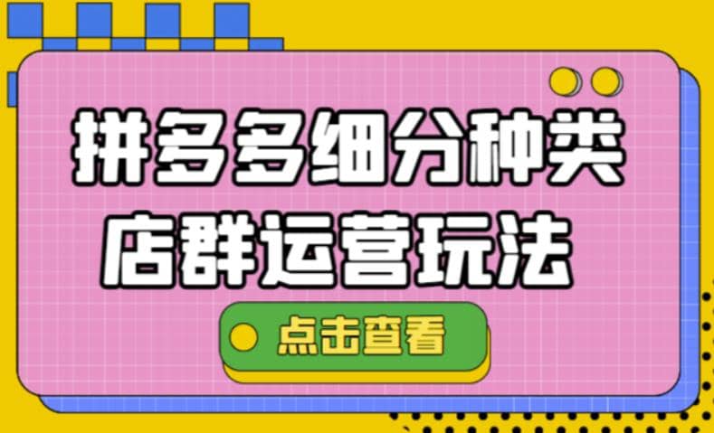 拼多多细分种类店群运营玩法3.0，11月最新玩法，小白也可以操作-领航创业网