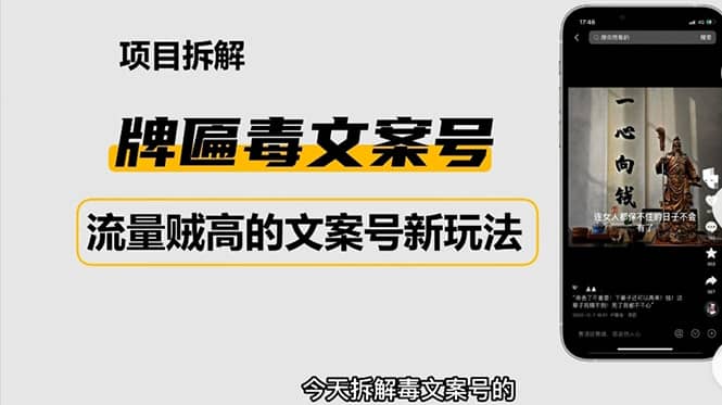 2023抖音快手毒文案新玩法，牌匾文案号，起号快易变现-领航创业网