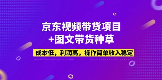 京东视频带货项目 图文带货种草，成本低，利润高，操作简单收入稳定-领航创业网