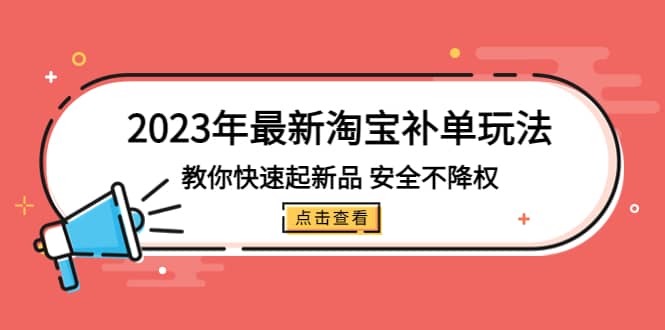 2023年最新淘宝补单玩法，教你快速起·新品，安全·不降权（18课时）-领航创业网