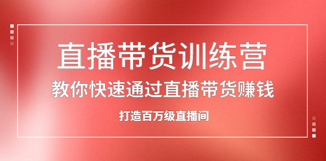直播带货训练营，教你快速通过直播带货赚钱，打造百万级直播间-领航创业网