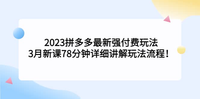 2023拼多多最新强付费玩法，3月新课78分钟详细讲解玩法流程-领航创业网