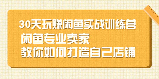 30天玩赚闲鱼实战训练营，闲鱼专业卖家教你如何打造自己店铺-领航创业网
