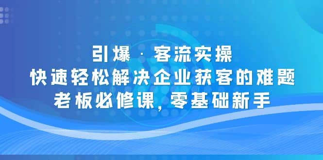 引爆·客流实操：快速轻松解决企业获客的难题，老板必修课，零基础新手-领航创业网