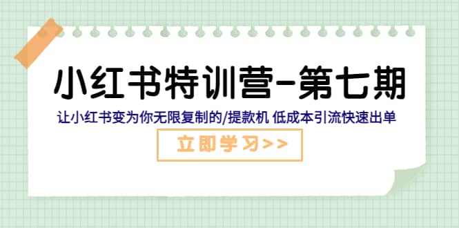 小红书特训营-第七期 让小红书变为你无限复制的/提款机 低成本引流快速出单-领航创业网