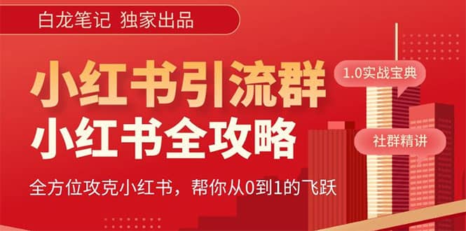 价值980元的《小红书运营和引流课》，日引100高质量粉-领航创业网