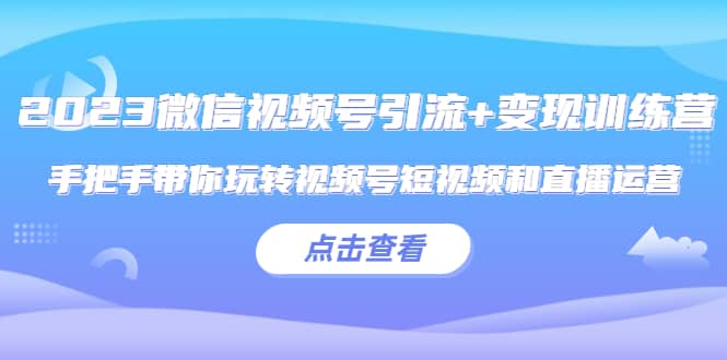 2023微信视频号引流 变现训练营：手把手带你玩转视频号短视频和直播运营-领航创业网