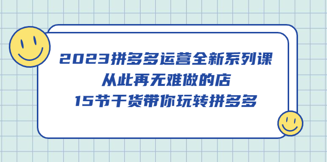 2023拼多多运营全新系列课，从此再无难做的店，15节干货带你玩转拼多多-领航创业网