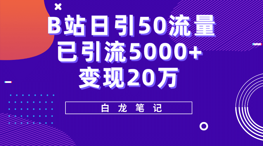 B站日引50 流量，实战已引流5000 变现20万，超级实操课程-领航创业网