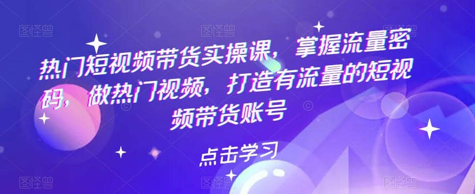 热门短视频带货实战 掌握流量密码 做热门视频 打造有流量的短视频带货账号-领航创业网