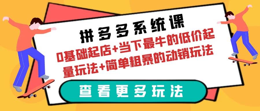 拼多多系统课：0基础起店 当下最牛的低价起量玩法 简单粗暴的动销玩法-领航创业网