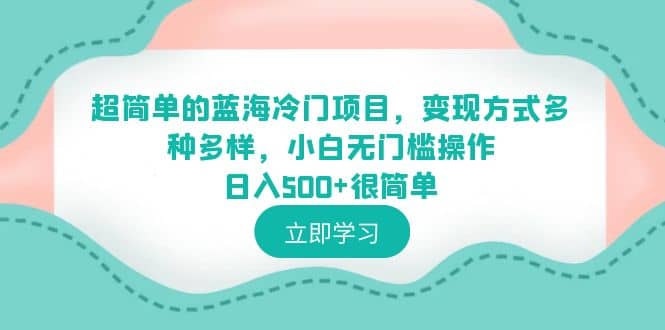 超简单的蓝海冷门项目，变现方式多种多样，小白无门槛操作日入500 很简单-领航创业网