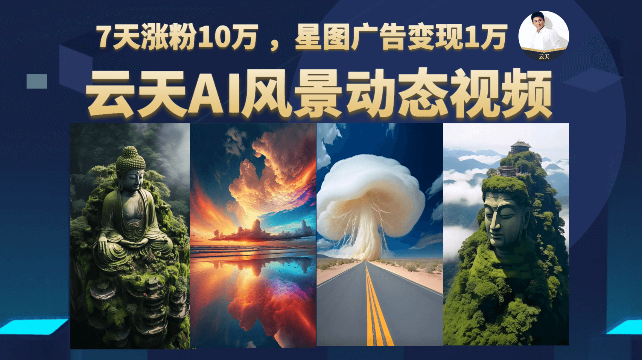 云天AI风景动图视频制作，7天涨粉10万 ，星图广告变现1万-领航创业网
