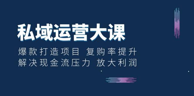 私域运营大课：爆款打造项目 复购率提升 解决现金流压力 放大利润-领航创业网