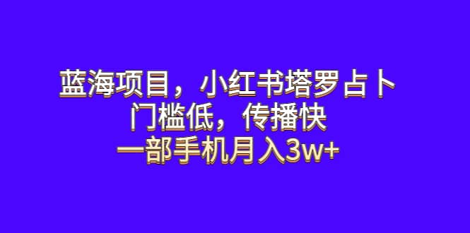 蓝海项目，小红书塔罗占卜，门槛低，传播快，一部手机月入3w-领航创业网
