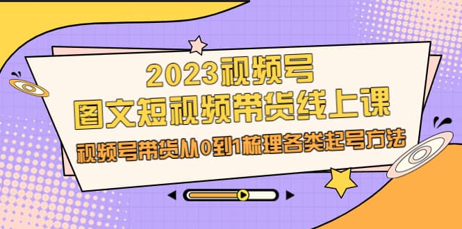 2023视频号-图文短视频带货线上课，视频号带货从0到1梳理各类起号方法-领航创业网