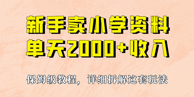 我如何通过卖小学资料，实现单天2000 ，实操项目，保姆级教程 资料 工具-领航创业网