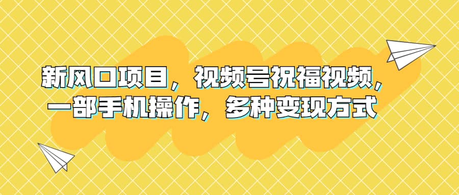 新风口项目，视频号祝福视频，一部手机操作，多种变现方式-领航创业网