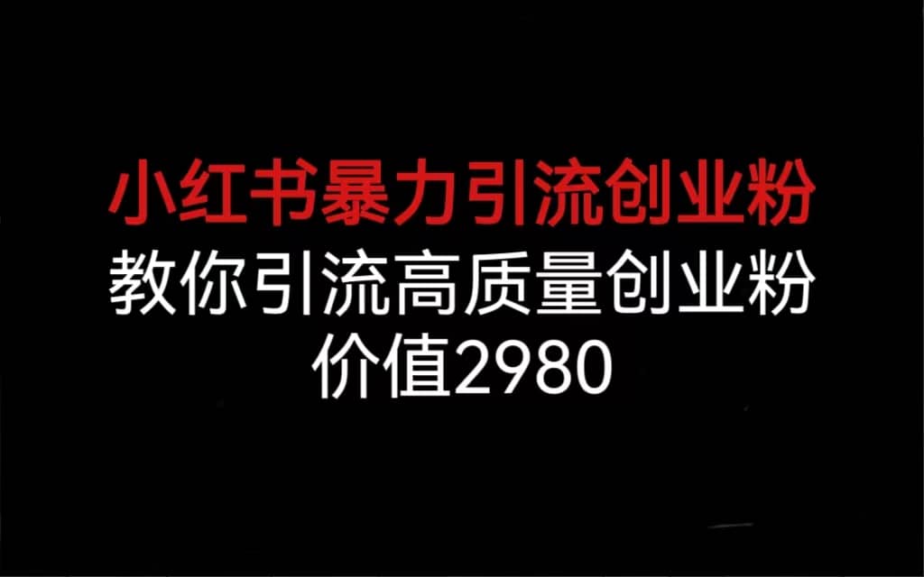 小红书暴力引流创业粉，教你引流高质量创业粉，价值2980-领航创业网