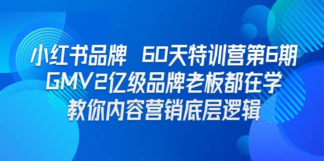 小红书品牌 60天特训营第6期 GMV2亿级品牌老板都在学 教你内容营销底层逻辑-领航创业网