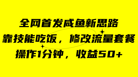 咸鱼冷门新玩法，靠“技能吃饭”，修改流量套餐，操作1分钟，收益50-领航创业网