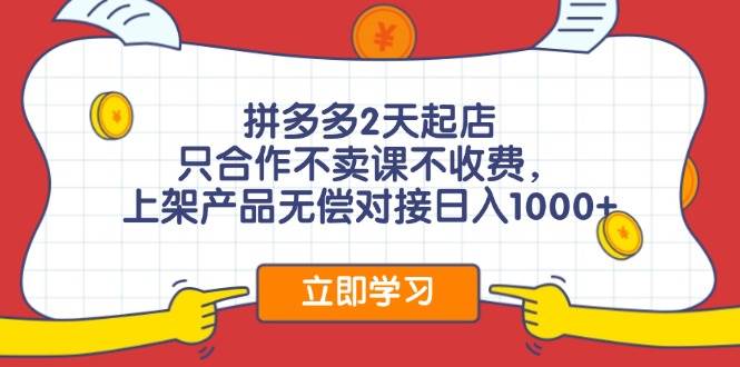 拼多多2天起店，只合作不卖课不收费，上架产品无偿对接日入1000+-领航创业网