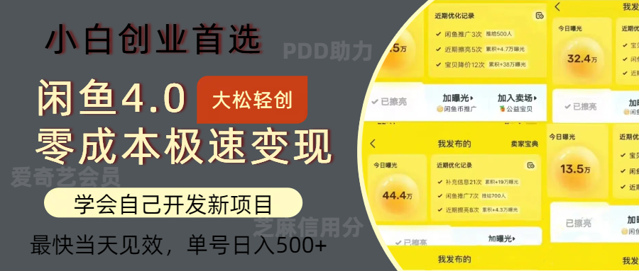 闲鱼0成本极速变现项目，多种变现方式，单号日入500+最新玩法-领航创业网