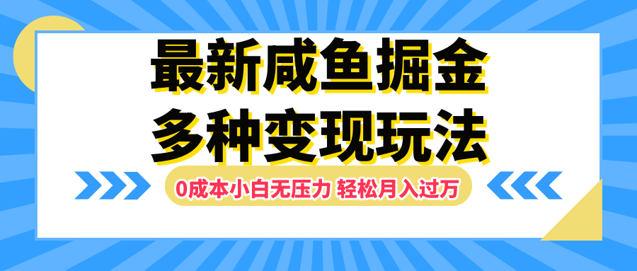 最新咸鱼掘金玩法，更新玩法，0成本小白无压力，多种变现轻松月入过万-领航创业网