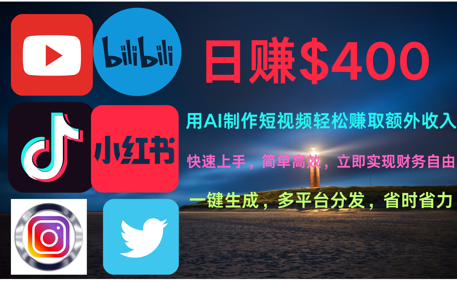 玩转全网视频平台，创造视频就能轻松赚取每天400美金-领航创业网