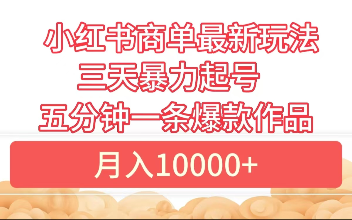 小红书商单最新玩法 3天暴力起号 5分钟一条爆款作品 月入10000+-领航创业网