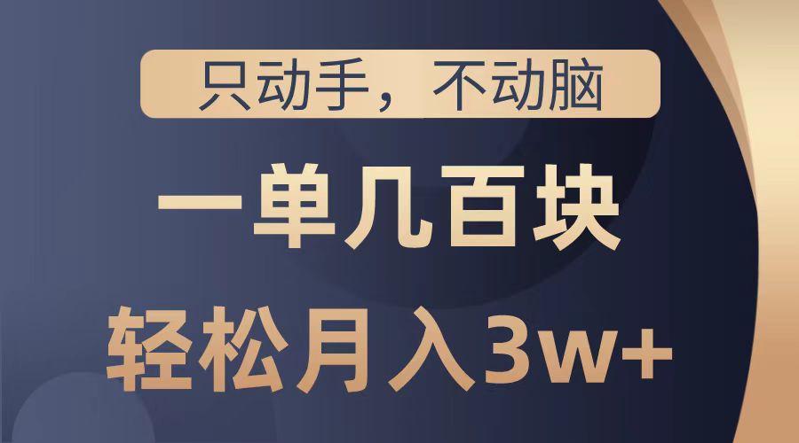 只动手不动脑，一单几百块，轻松月入2w+，看完就能直接操作，详细教程-领航创业网