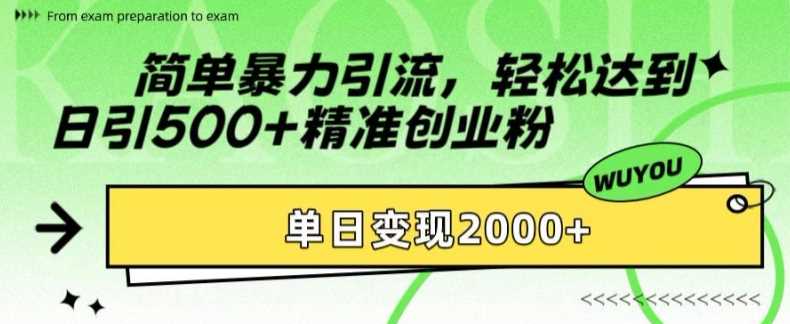 简单暴力引流轻松达到日引500+精准创业粉，单日变现2k【揭秘】-领航创业网