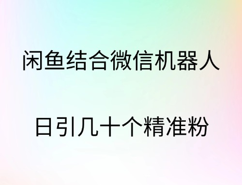 闲鱼结合微信机器人，日引几十个精准粉-领航创业网