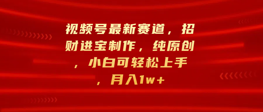 视频号最新赛道，招财进宝制作，纯原创，小白可轻松上手，月入1w+-领航创业网