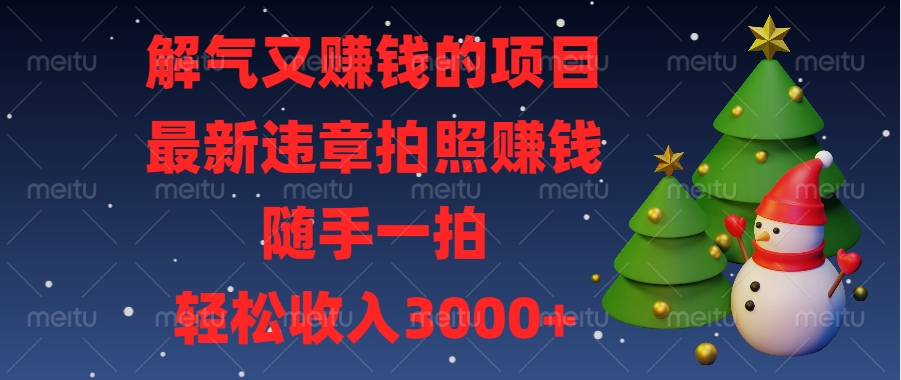 最新违章拍照赚钱，随手一拍，解气又赚钱的项目，轻松收入3000+-领航创业网