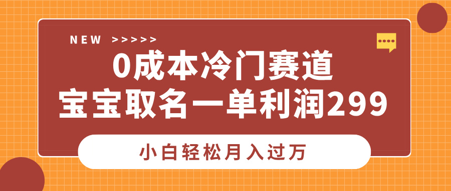 0成本冷门赛道，宝宝取名一单利润299，小白轻松月入过万-领航创业网