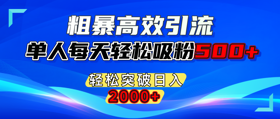 粗暴高效引流,单人每天轻松吸粉500+,轻松突破日入2000+-领航创业网