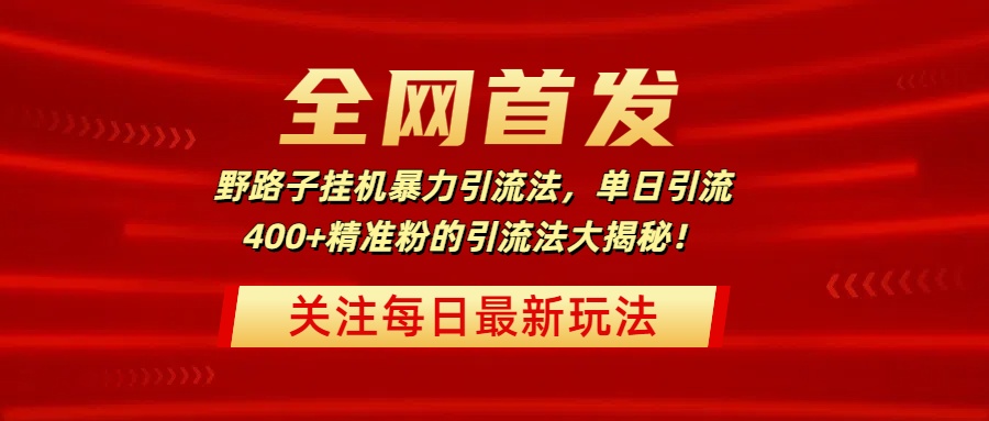 全网首发，野路子挂机暴力引流法，单日引流400+精准粉的引流法大揭秘！-领航创业网